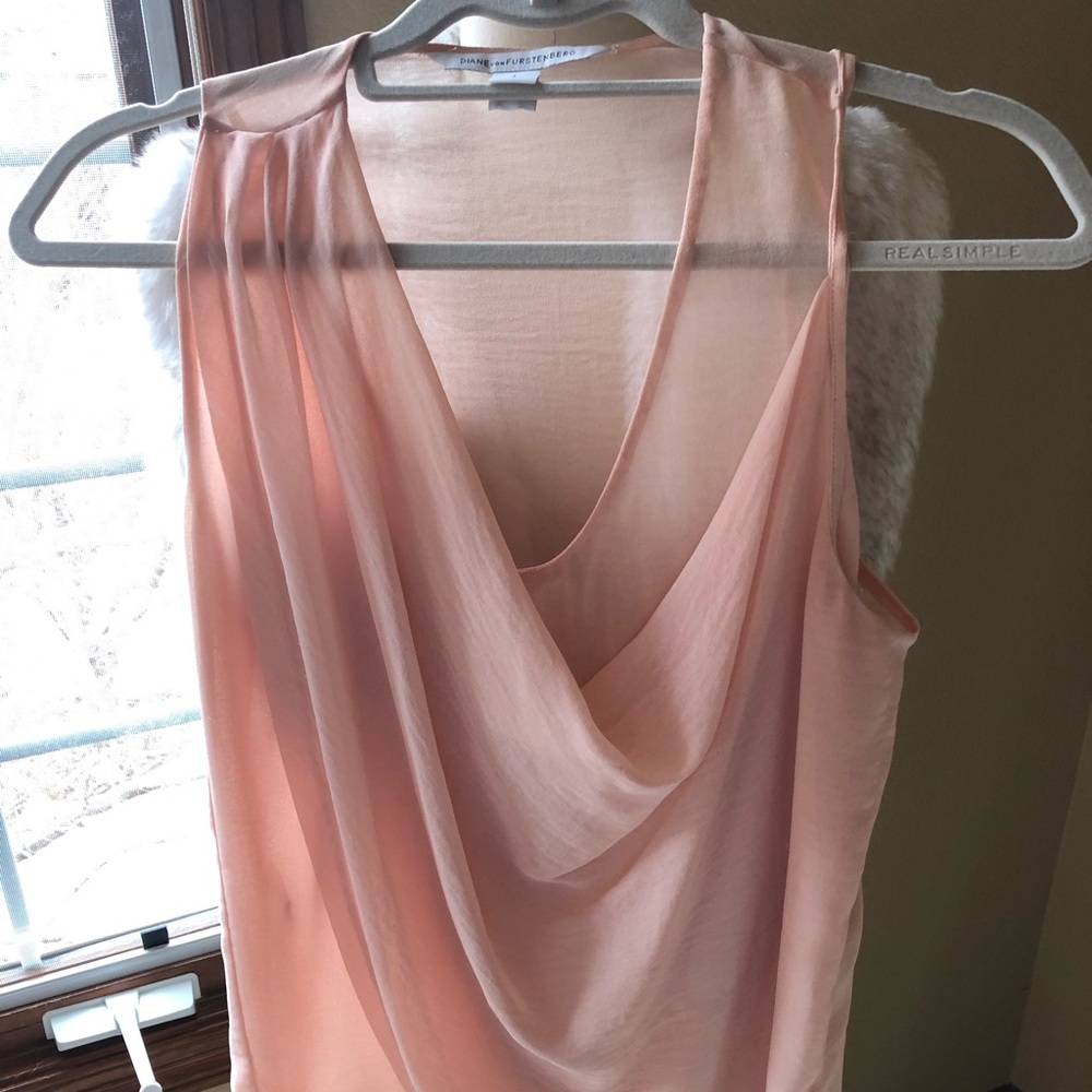 Diane von Furstenverg pink chiffon blouse size 4